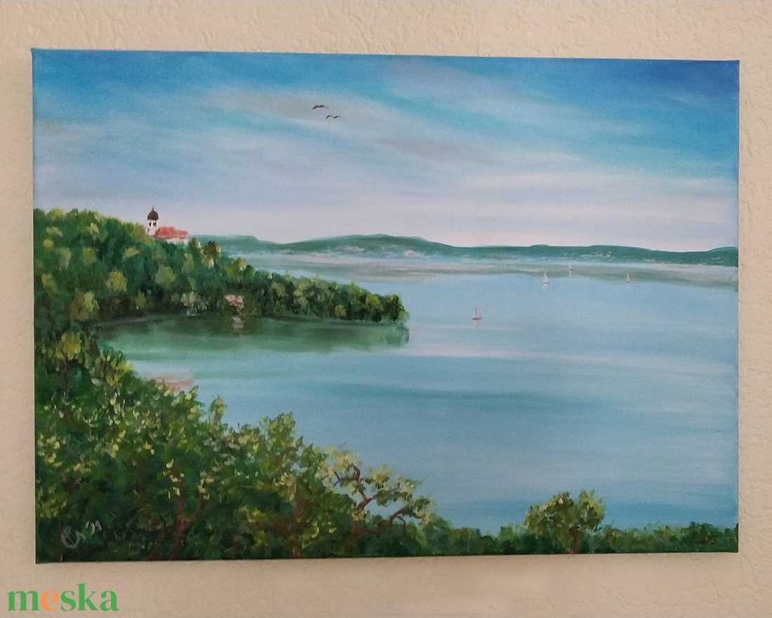 Tihany az apátsággal - 70x50 cm, olaj, vászon  - művészet - festmény - olajfestmény - Meska.hu