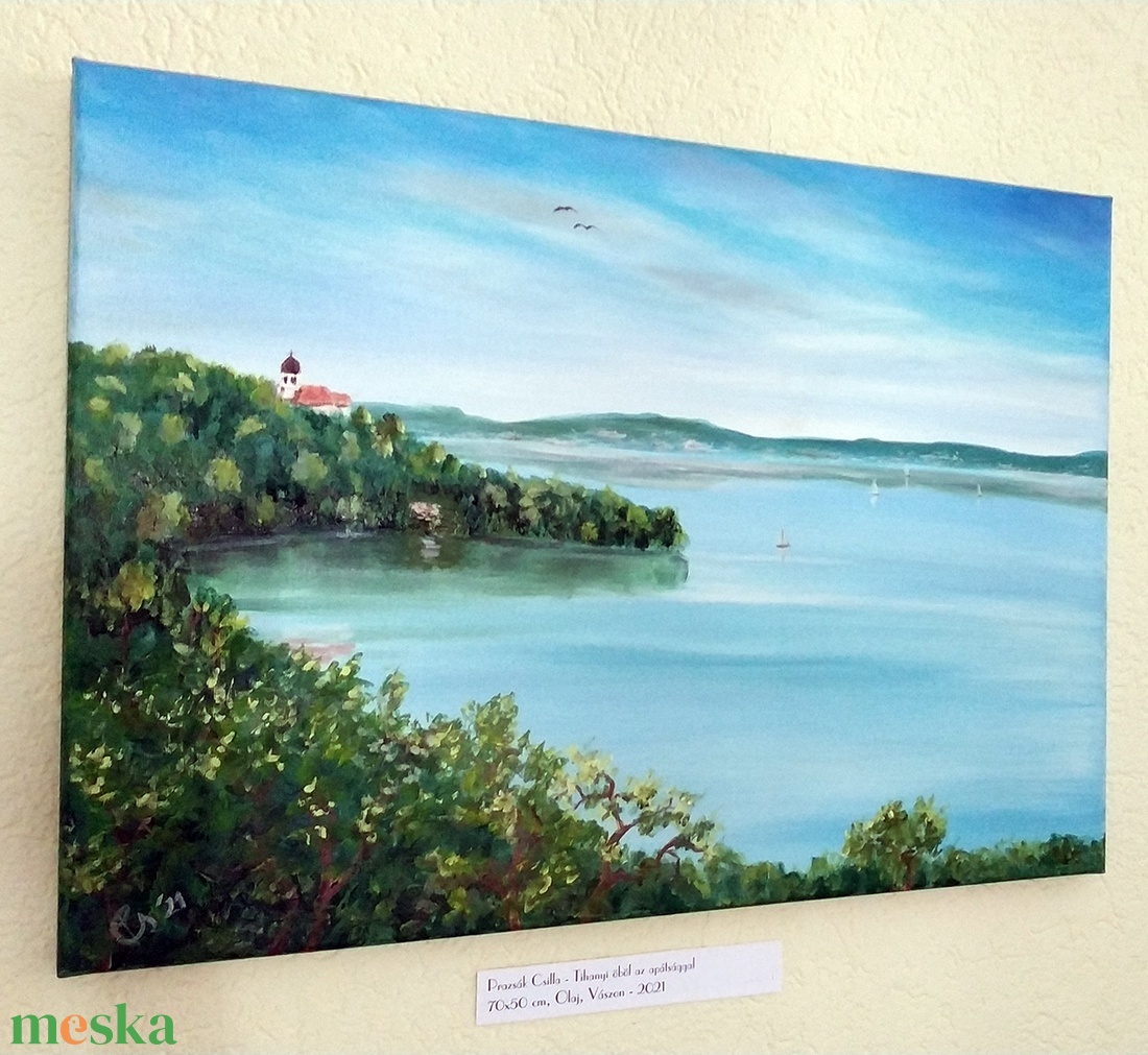 Tihany az apátsággal - 70x50 cm, olaj, vászon  - művészet - festmény - olajfestmény - Meska.hu