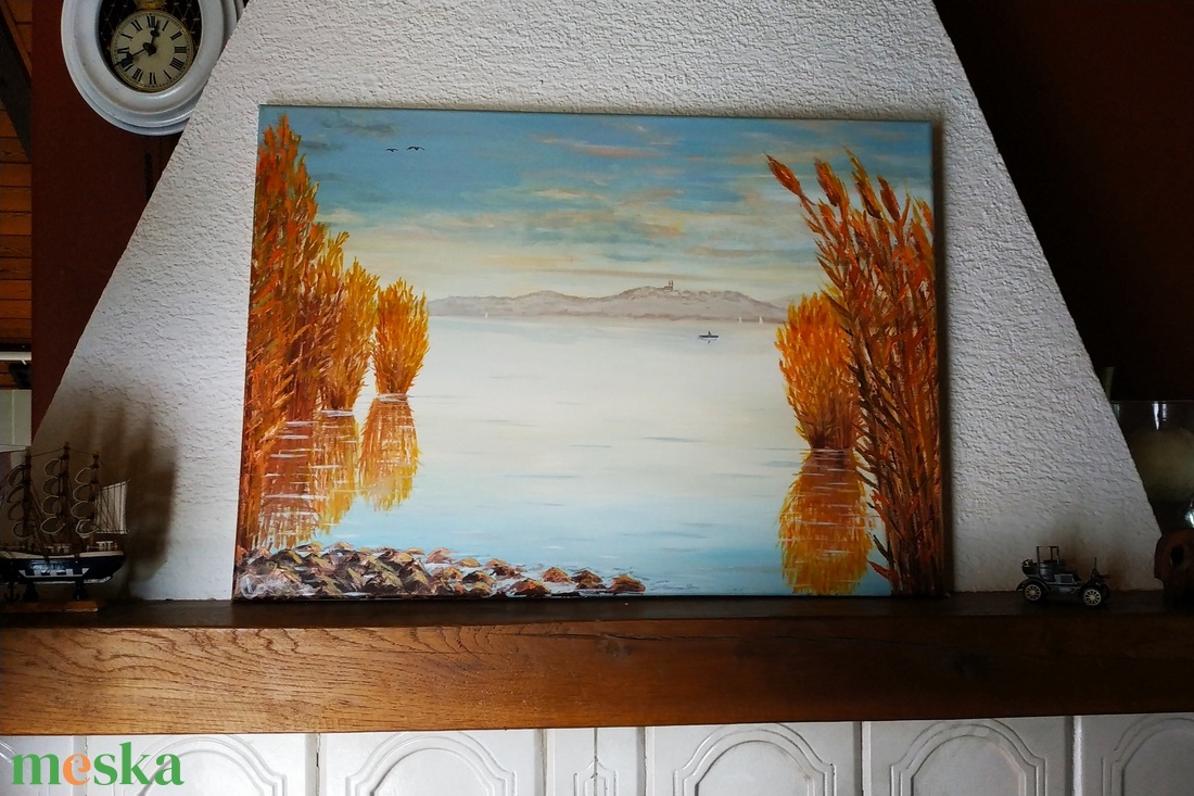 Naplemente ősszel Tihany látképével - olaj tájkép 70x50cm - művészet - festmény - olajfestmény - Meska.hu Naplemente ősszel Tihany látképével - olaj tájkép 70x50cm - művészet - festmény - olajfestmény - Meska.hu