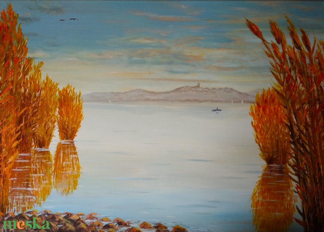Naplemente ősszel Tihany látképével - olaj tájkép 70x50cm - művészet - festmény - olajfestmény - Meska.hu Naplemente ősszel Tihany látképével - olaj tájkép 70x50cm - művészet - festmény - olajfestmény - Meska.hu