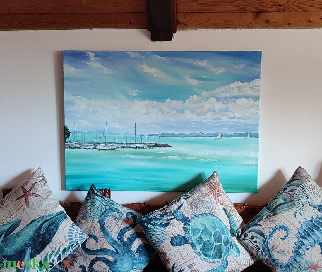 Kikötő Tihany látképével, 90x70 cm, 90x60xcm, olajfestmény feszített vásznon - művészet - festmény - olajfestmény - Meska.hu Kikötő Tihany látképével, 90x70 cm, 90x60xcm, olajfestmény feszített vásznon - művészet - festmény - olajfestmény - Meska.hu