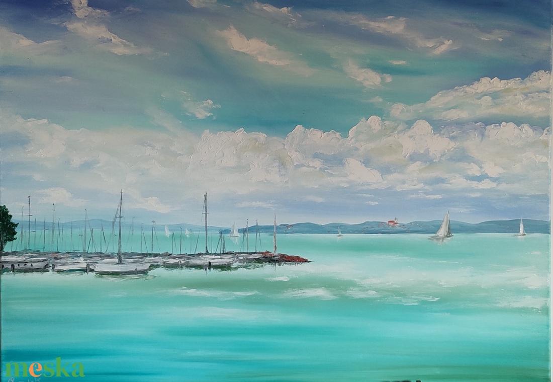 Kikötő Tihany látképével, 90x70 cm, 90x60xcm, olajfestmény feszített vásznon - művészet - festmény - olajfestmény - Meska.hu Kikötő Tihany látképével, 90x70 cm, 90x60xcm, olajfestmény feszített vásznon - művészet - festmény - olajfestmény - Meska.hu