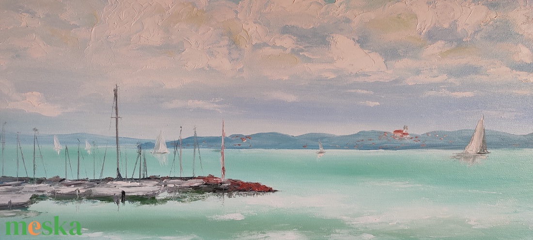 Kikötő Tihany látképével, 90x70 cm, 90x60xcm, olajfestmény feszített vásznon - művészet - festmény - olajfestmény - Meska.hu Kikötő Tihany látképével, 90x70 cm, 90x60xcm, olajfestmény feszített vásznon - művészet - festmény - olajfestmény - Meska.hu