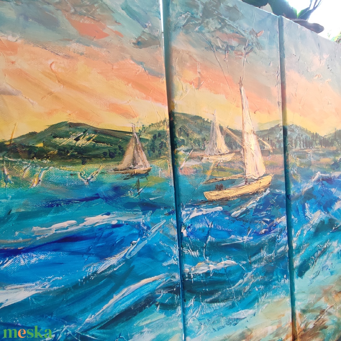 Tengerparti emlék - akril tájkép 60x60cm - művészet - festmény - olajfestmény - Meska.hu