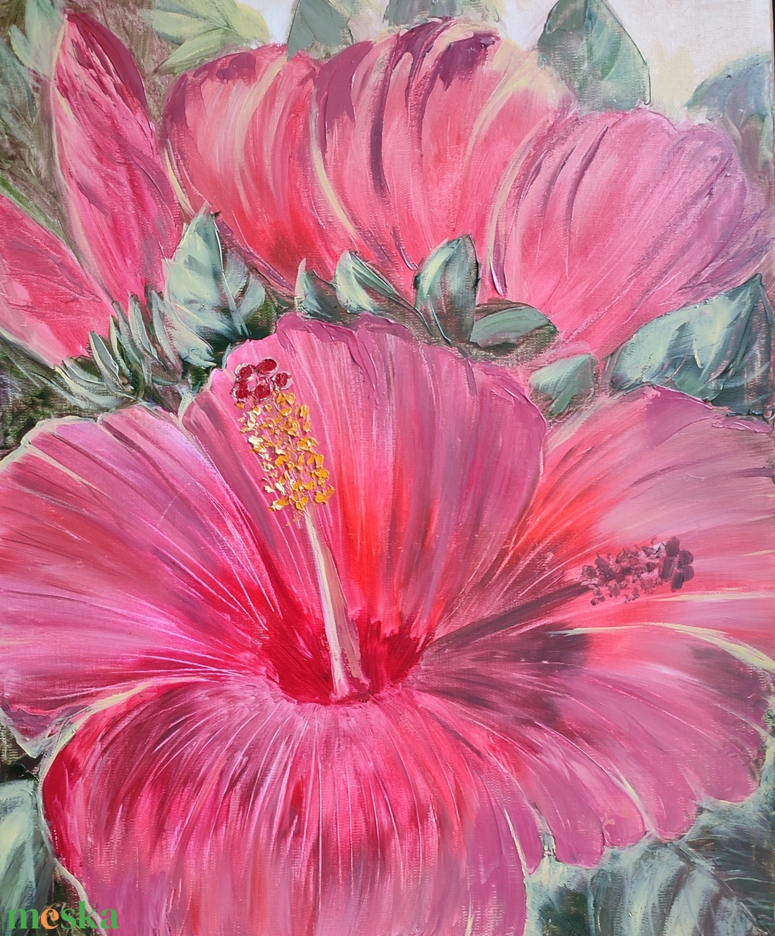 Hibiszkusz virág - olaj csendélet - művészet - festmény - olajfestmény - Meska.hu