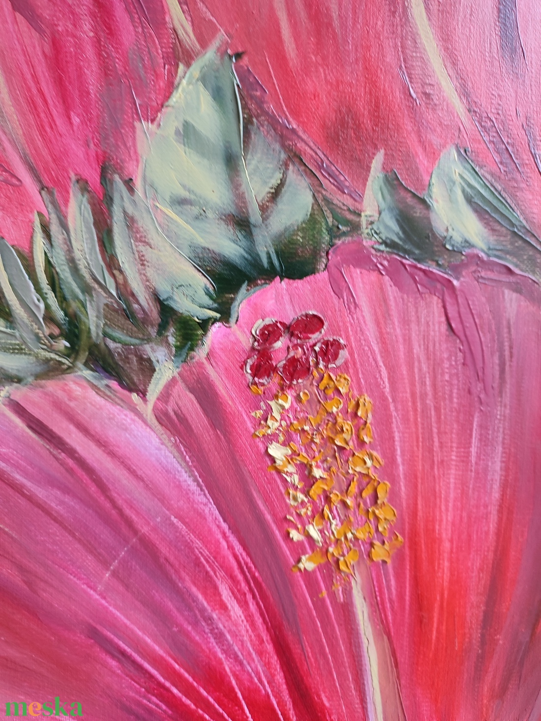 Hibiszkusz virág - olaj csendélet - művészet - festmény - olajfestmény - Meska.hu