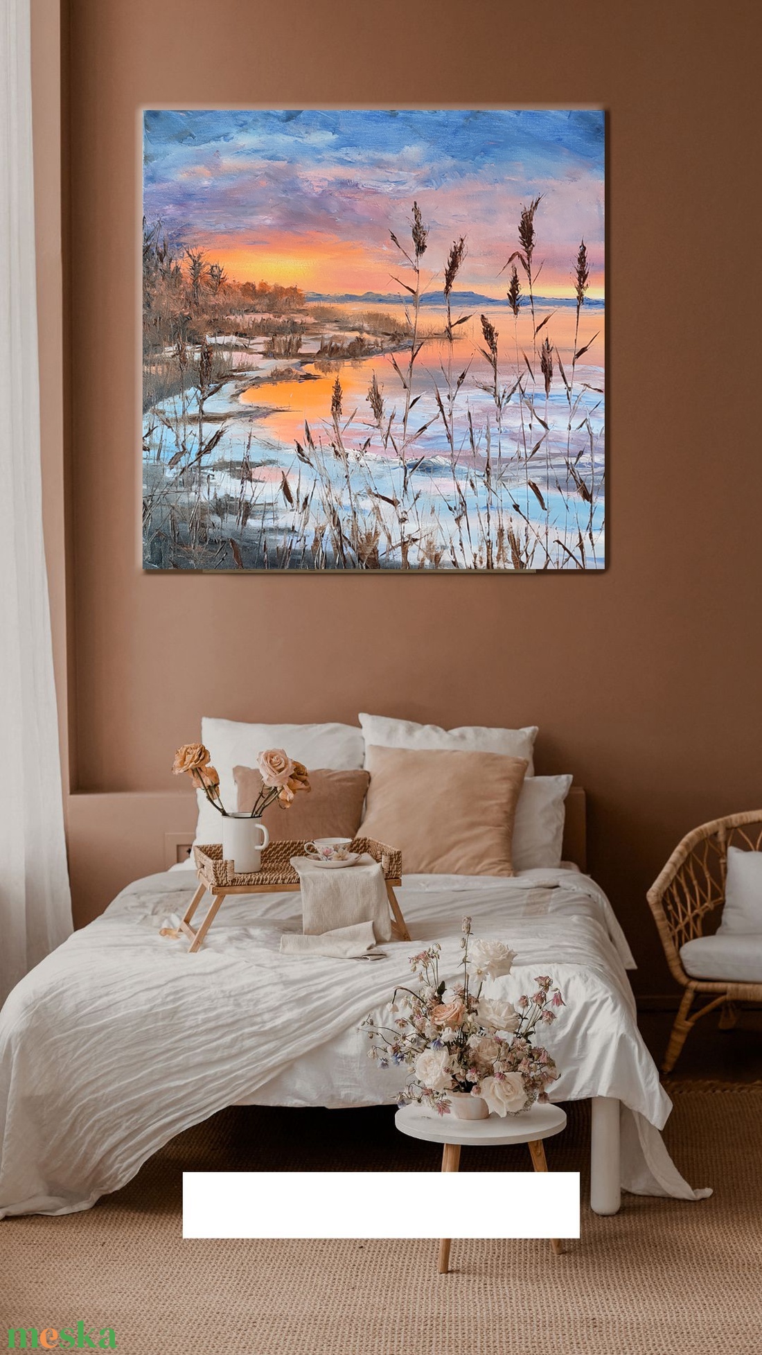 Olvadás a Balatonnál - olaj tájkép 55x55cm - művészet - festmény - olajfestmény - Meska.hu