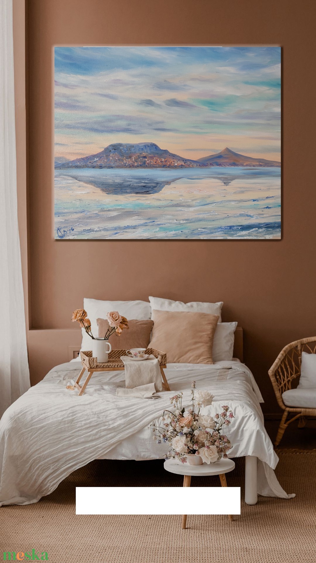 Téli naplemente Fonyódról - olaj tájkép 70x50cm - művészet - festmény - olajfestmény - Meska.hu