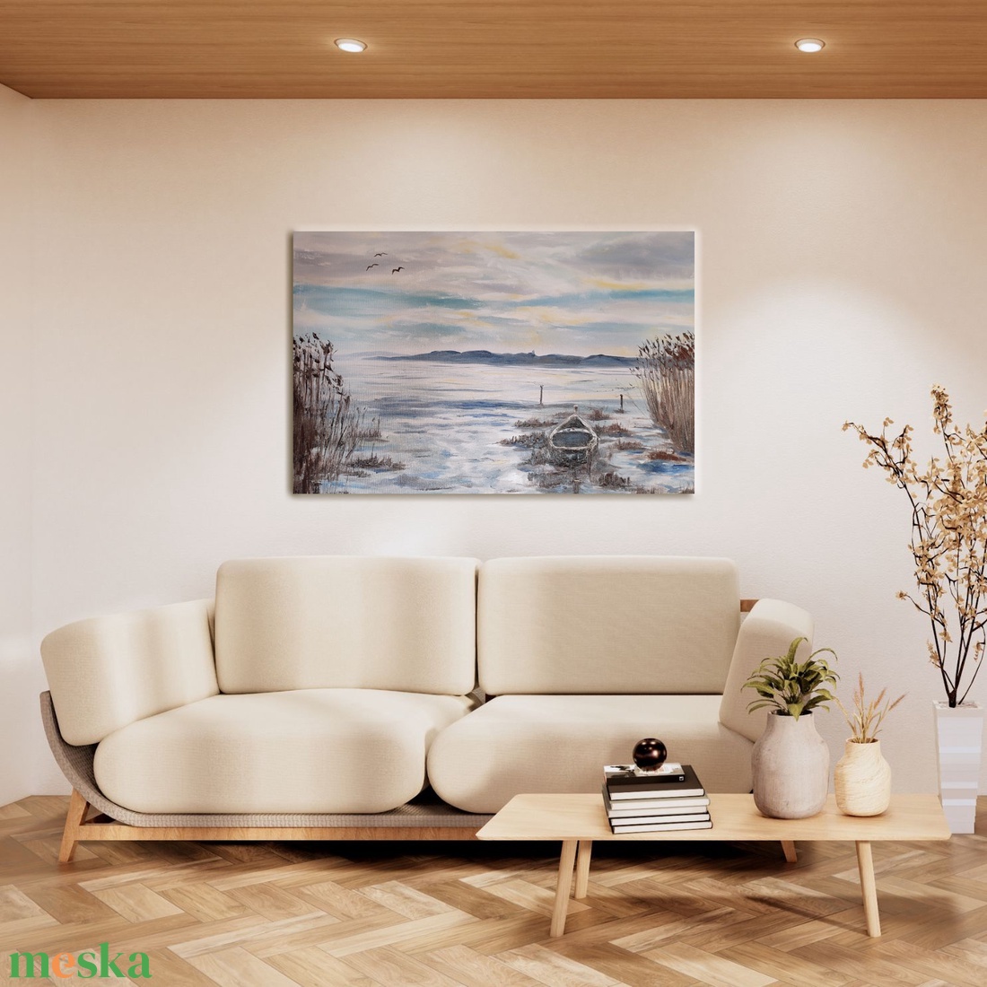 Tihanyi naplemente Paloznakról - 70x50 cm-es olaj tájkép feszített vásznon - művészet - festmény - olajfestmény - Meska.hu