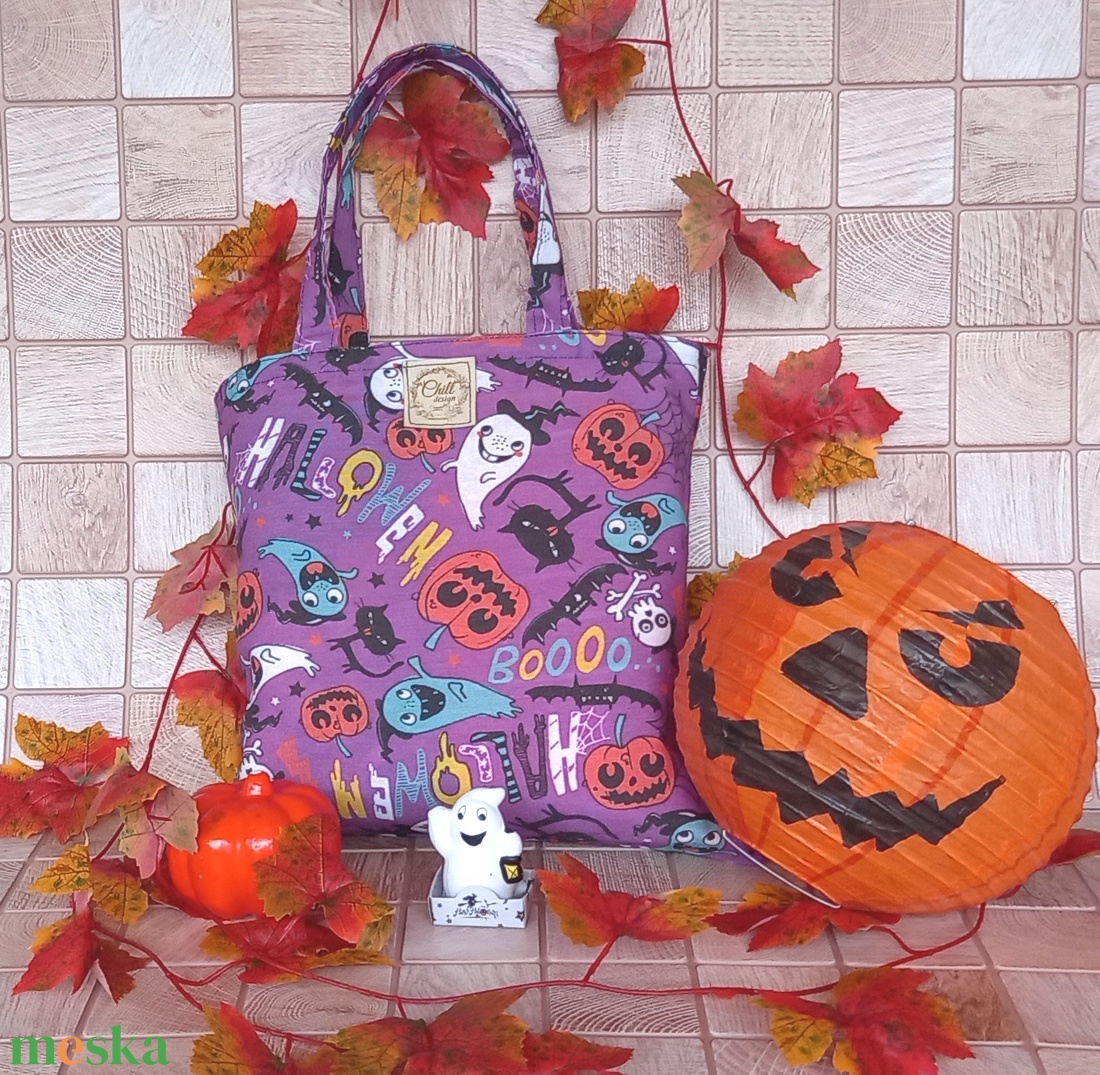 Halloween cukorka gyűjtő vászontáska - otthon & életmód - dekoráció - halloween - halloweeni jelmez és kiegészítők - Meska.hu