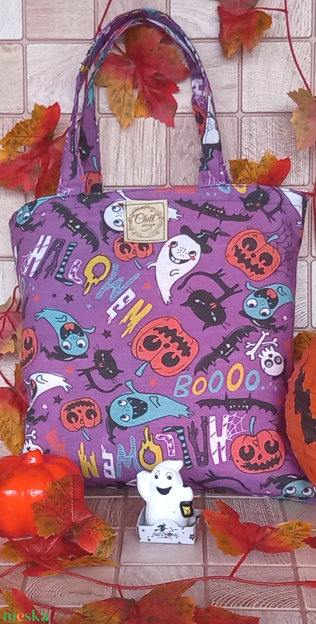Halloween cukorka gyűjtő vászontáska - otthon & életmód - dekoráció - halloween - halloweeni jelmez és kiegészítők - Meska.hu