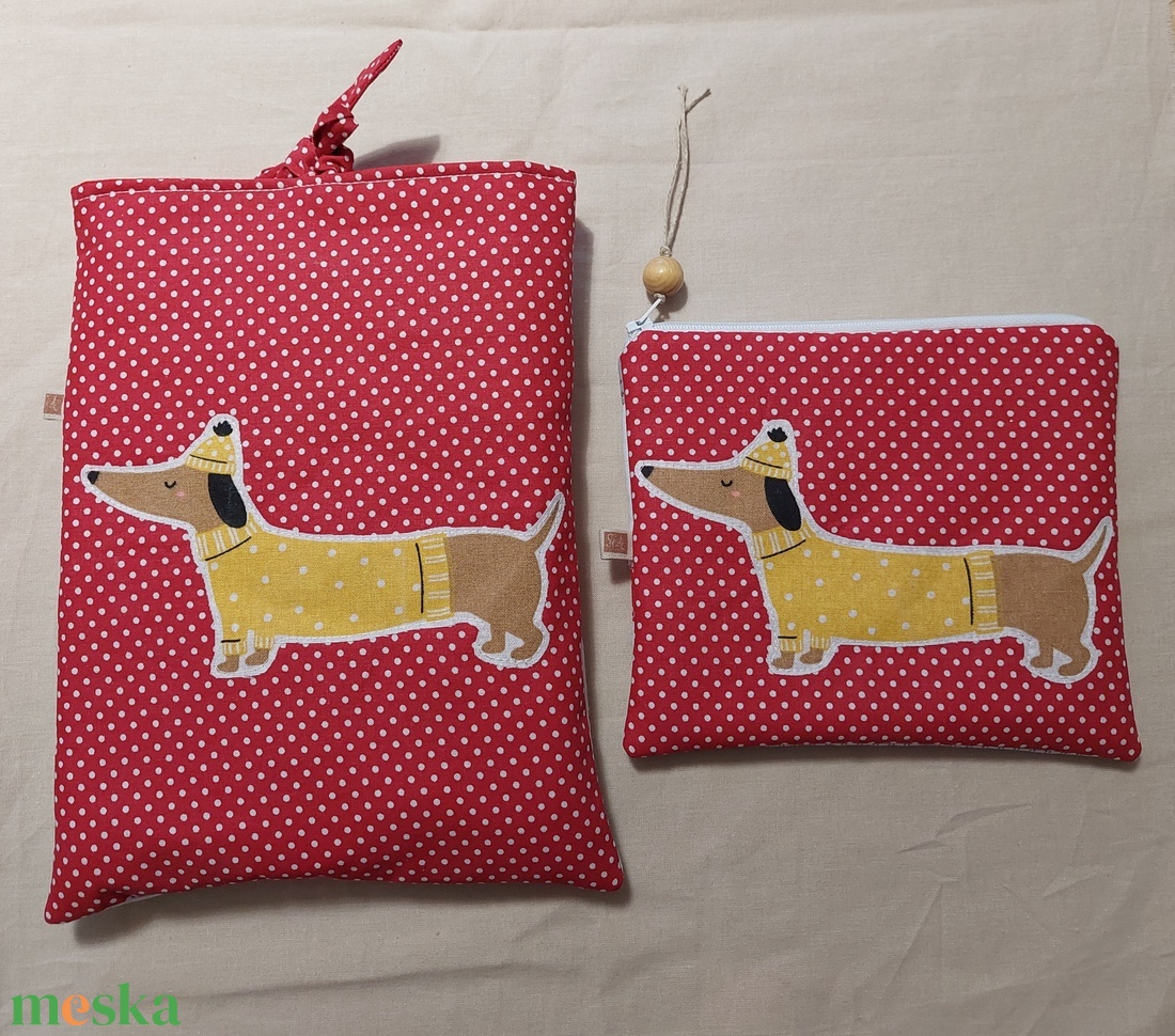 Kutyás, tacskós patchwork neszesszer és könyvtok  - táska & tok - neszesszer - Meska.hu