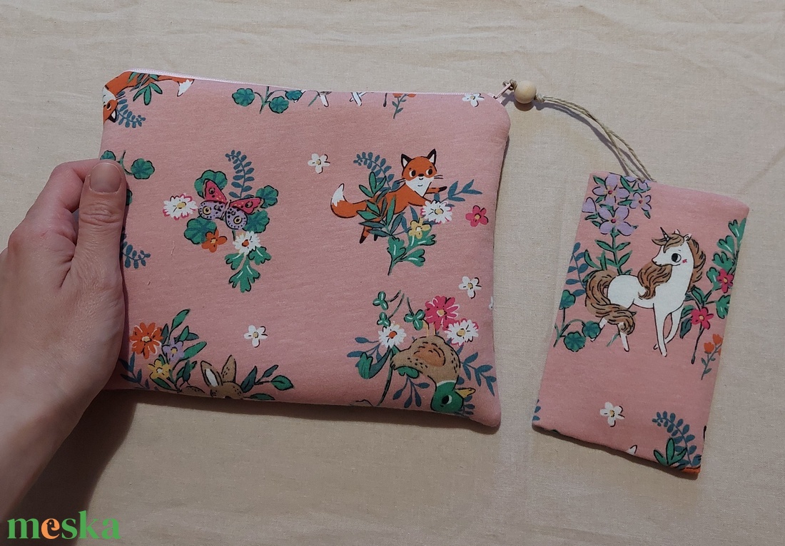 Upcycle unikornisos neszesszer, zsebkendőtartó szett - táska & tok - neszesszer - Meska.hu