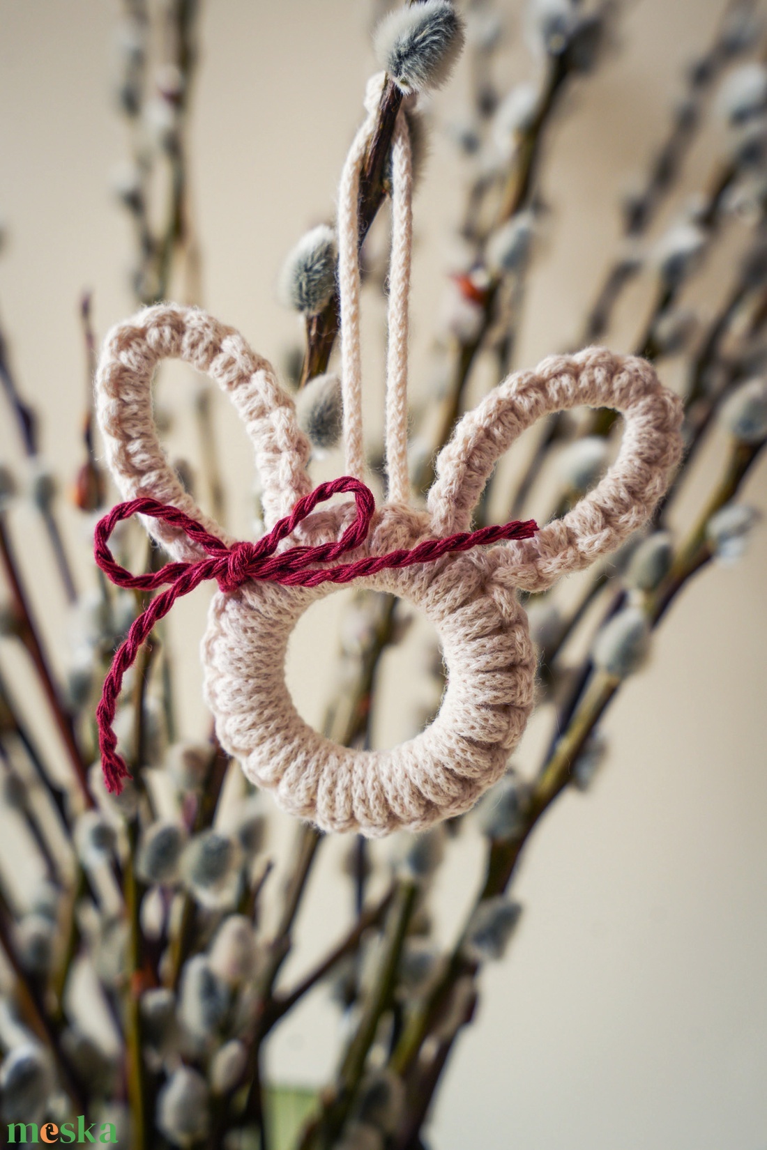 Húsvéti tavaszi makramé nyuszi dísz - otthon & életmód - dekoráció - fali és függő dekoráció - függődísz - Meska.hu
