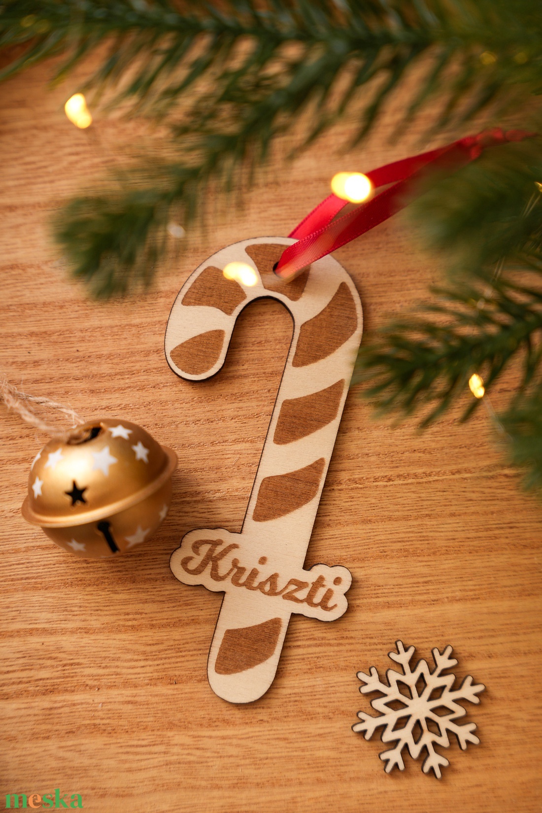 Egyedi névvel feliratozható/gravírozható karácsonyi dísz,  cukorka pálca - candy cane   - karácsony - karácsonyi lakásdekoráció - karácsonyfadíszek - Meska.hu