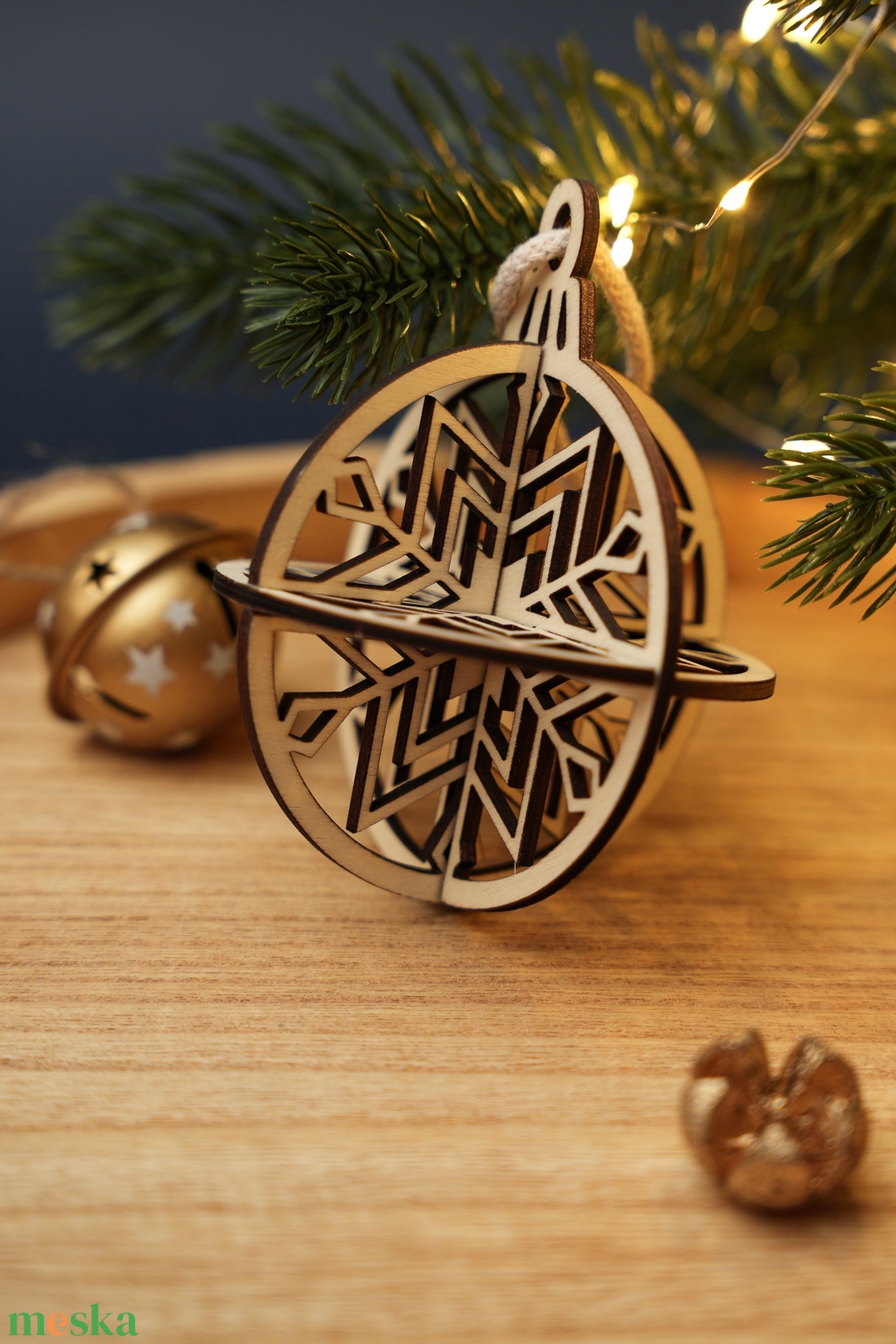 Lézervágott 3D-s egyedi, különleges karácsonyfadísz - gömb (csillag) - karácsony - karácsonyi lakásdekoráció - karácsonyfadíszek - Meska.hu