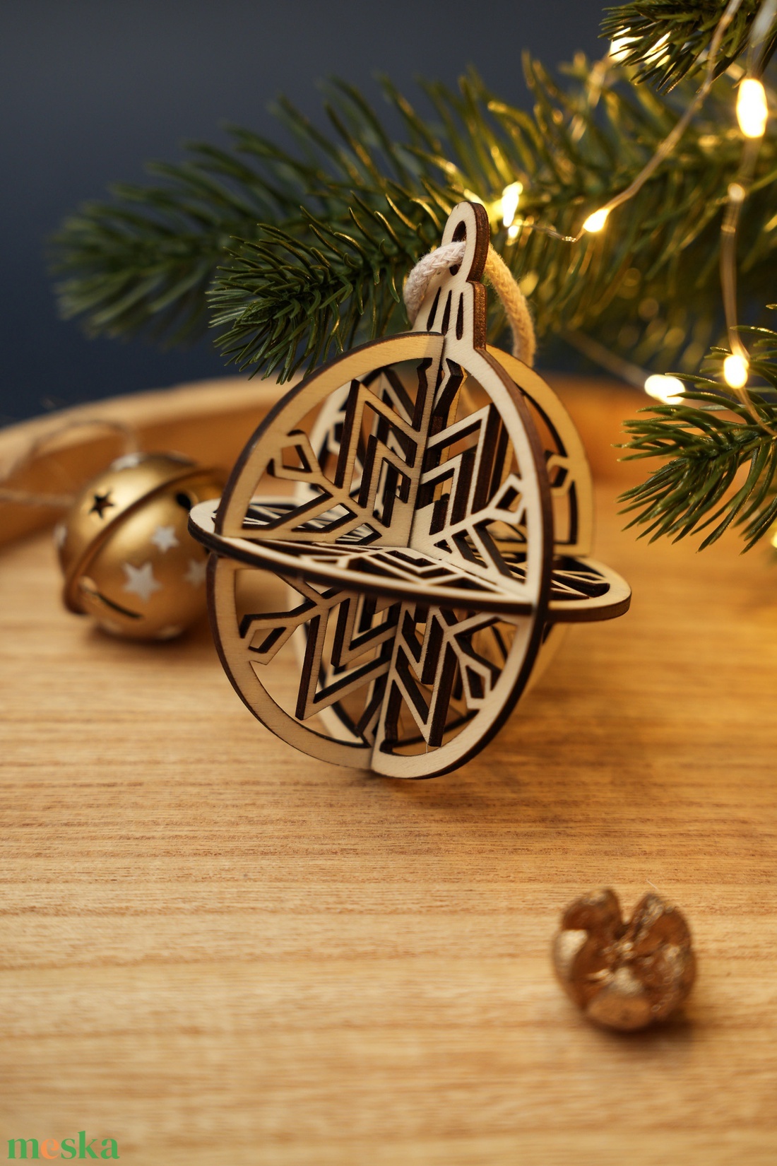 Lézervágott 3D-s egyedi, különleges karácsonyfadísz - gömb (csillag) - karácsony - karácsonyi lakásdekoráció - karácsonyfadíszek - Meska.hu