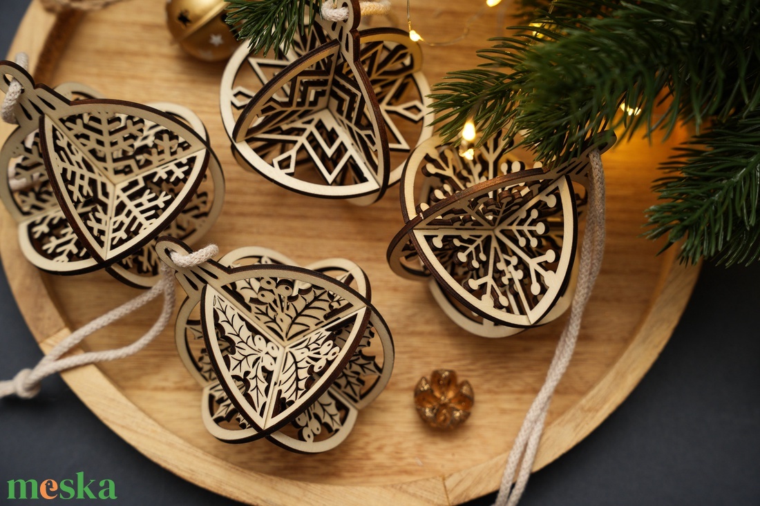 Lézervágott 3D-s egyedi, különleges karácsonyfadísz - gömb (magyal) - karácsony - karácsonyi lakásdekoráció - karácsonyfadíszek - Meska.hu