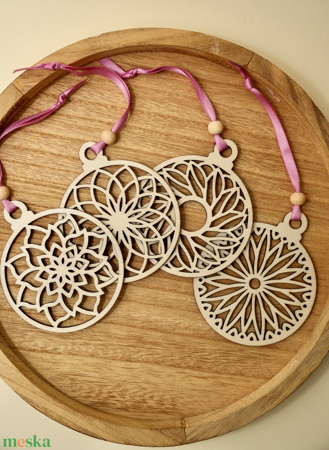 Fa mandala mintás dísz szett - 4 db - karácsony - karácsonyi lakásdekoráció - karácsonyfadíszek - Meska.hu