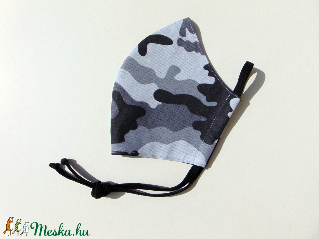 Szürke terep mintás szájmaszk, textil szájmaszk, többször használható szájmaszk -  - Meska.hu