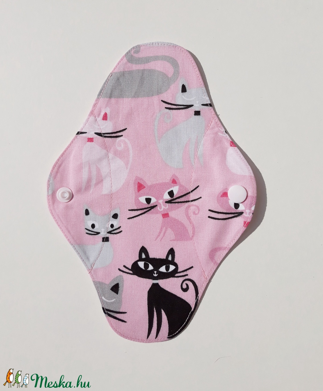 Tisztasági betét- rózsaszín cica mintával / mosható textil betét - szépségápolás - intim higiénia - tisztasági betét - Meska.hu