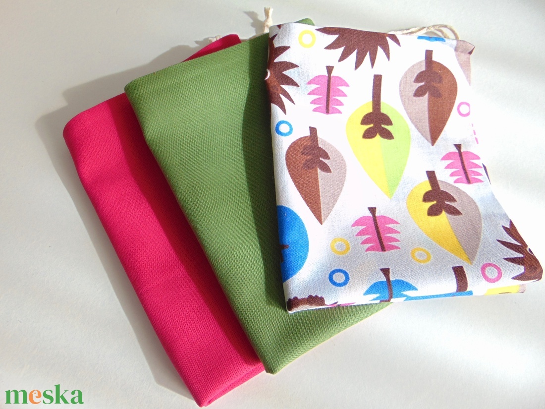 Textil zsák csomag (3 db/ cs) pink- zöld- süni mintás  - táska & tok - bevásárlás & shopper táska - zöldség/gyümölcs zsák - Meska.hu