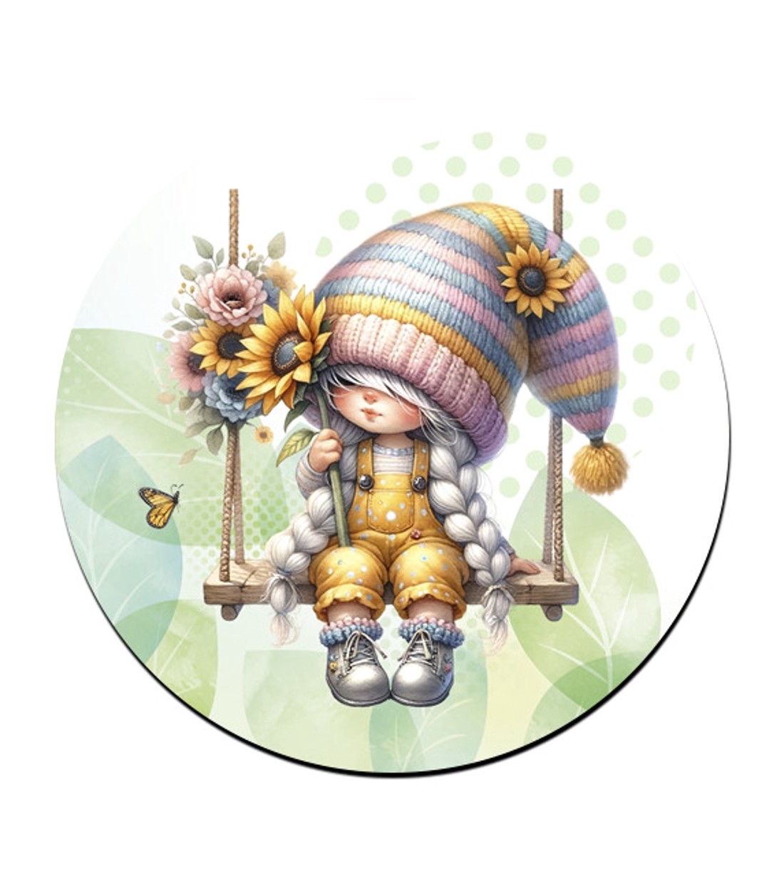Hintázós napraforgós manó lány mintás bögre alátét -  - Meska.hu