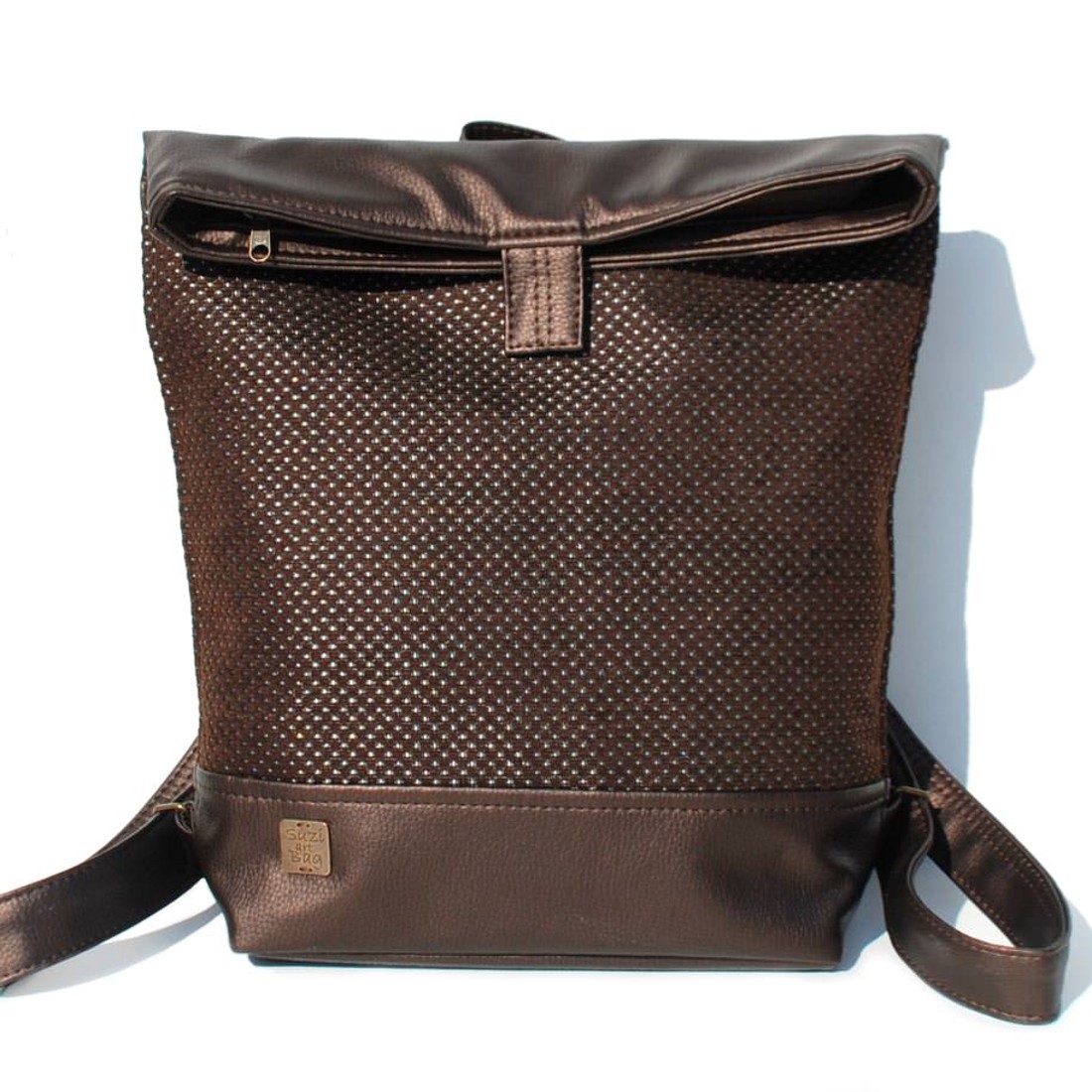 SuziartBag Barna pöttyös hátizsák - táska & tok - kézitáska & válltáska - válltáska - Meska.hu
