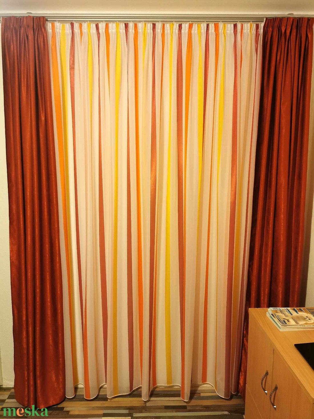 Csíkos vidám függöny, -NAGY MÉRET- vastag sötétítővel egyben ÚJ - otthon & életmód - lakástextil - függöny és kiegészítő - függöny - Meska.hu