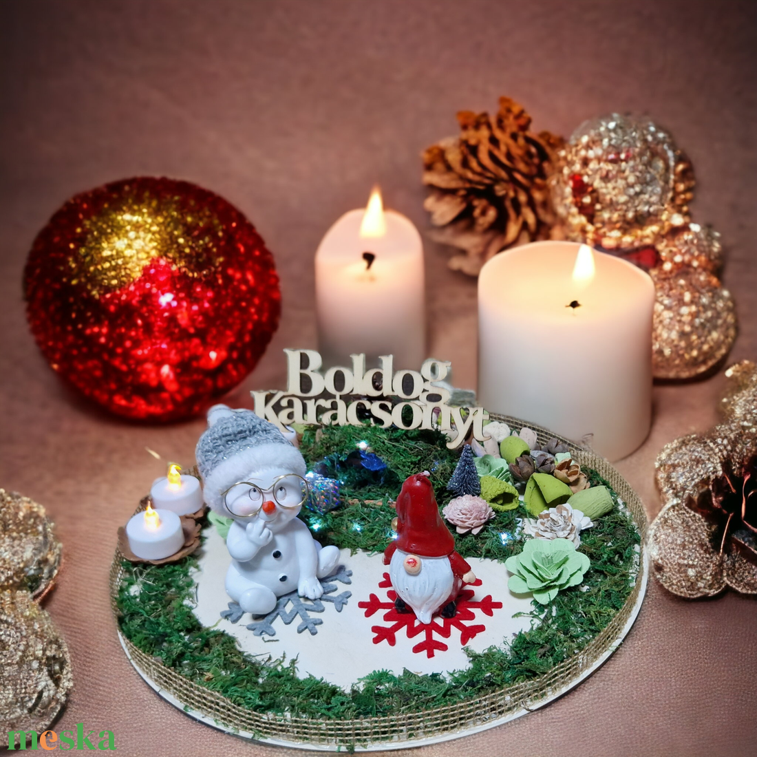 Adventi asztal dekoráció  - karácsony - adventi díszek - adventi asztaldísz - Meska.hu