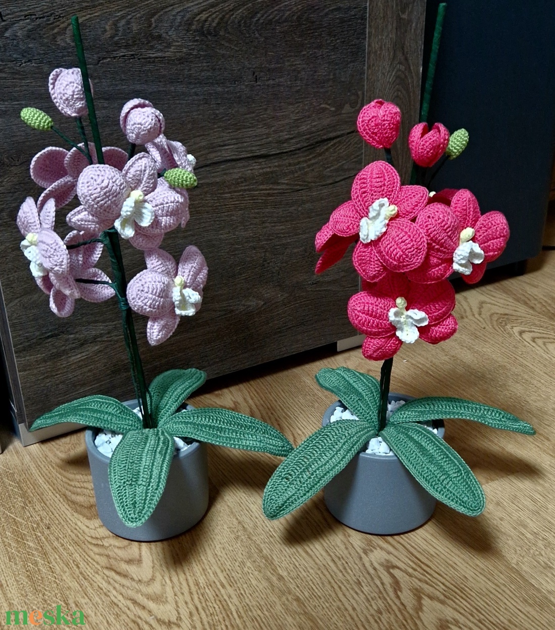 Horgolt pamut fonalból Orchidea  - otthon & életmód - dekoráció - virágdísz és tartó - cserép & kaspó - Meska.hu