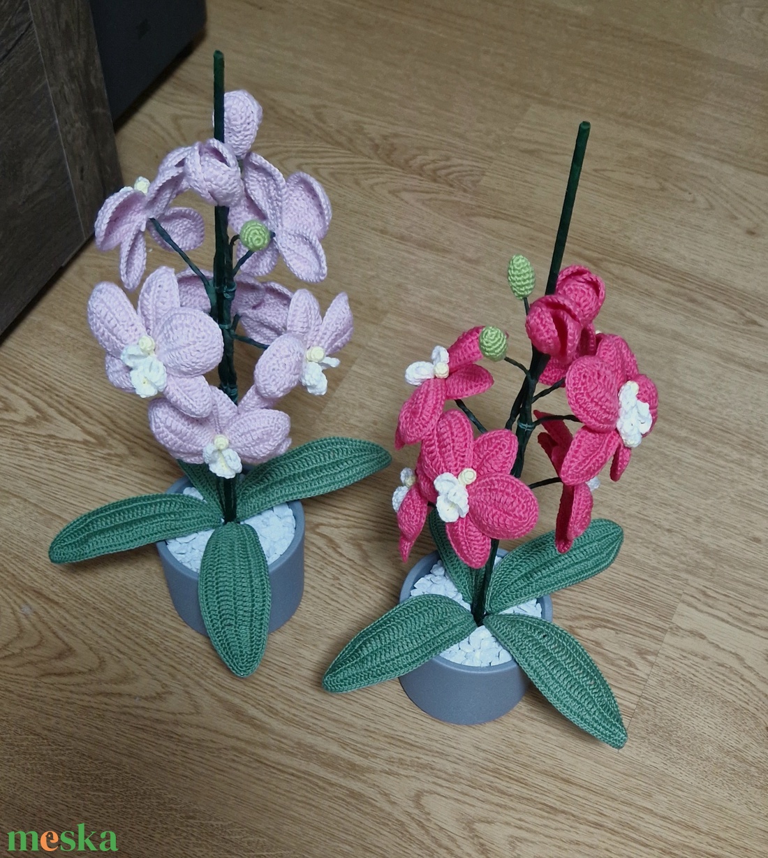 Horgolt pamut fonalból Orchidea  - otthon & életmód - dekoráció - virágdísz és tartó - cserép & kaspó - Meska.hu