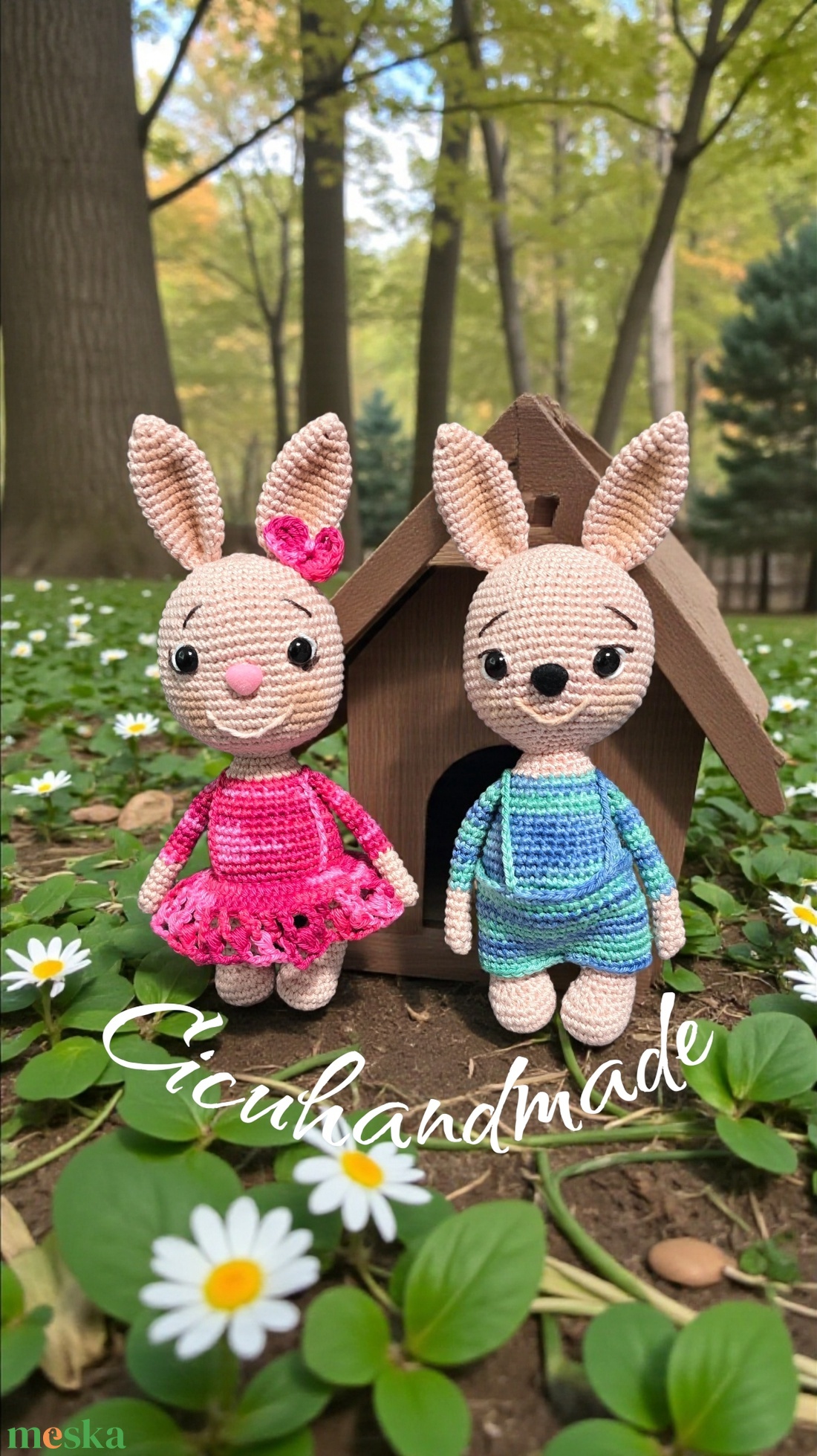 Pulcsis,nadrágos,szoknyás Nyuszi 20cm magas amigurumi horgolt  - játék & sport - plüssállat & játékfigura - nyuszi - Meska.hu