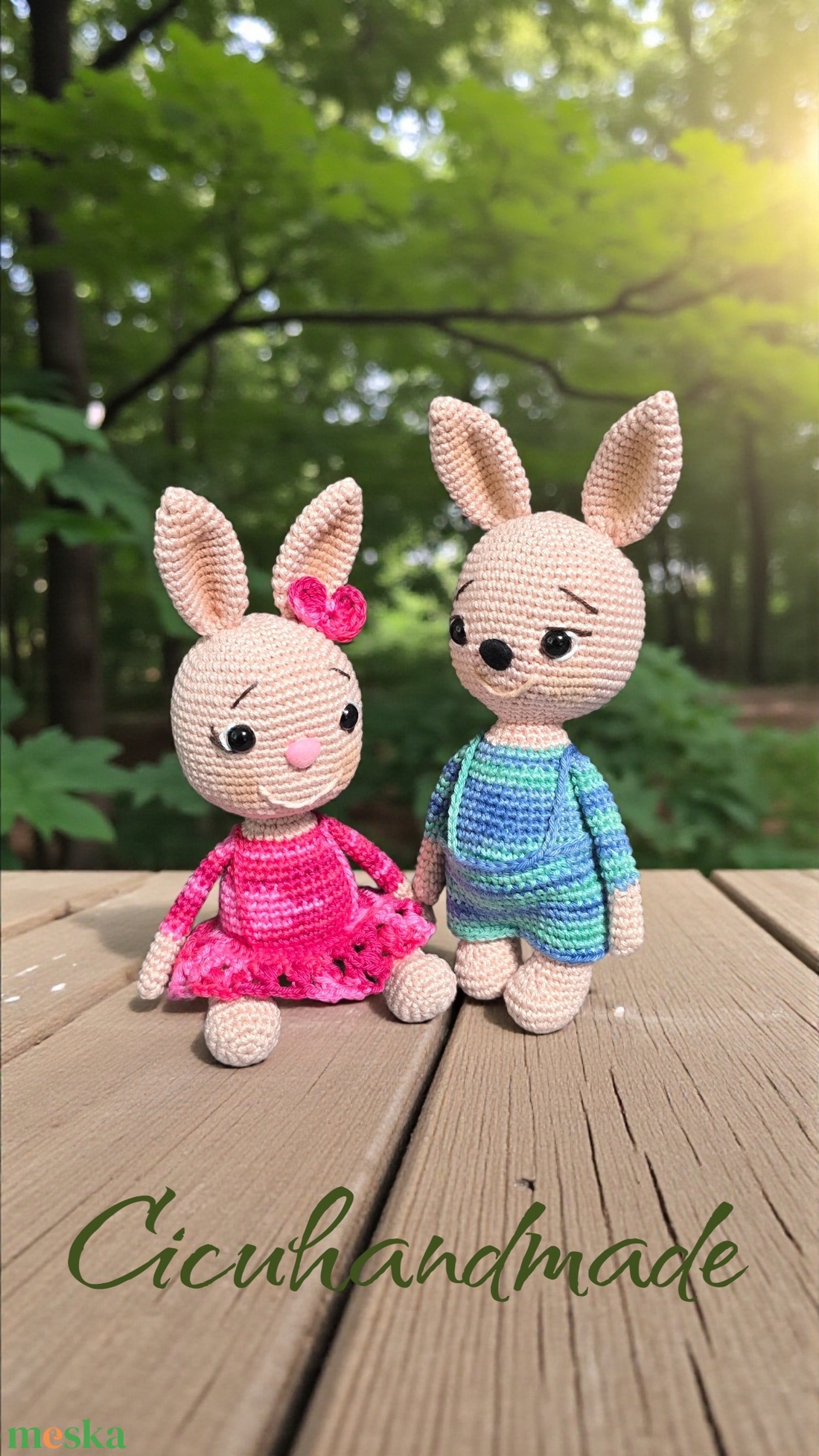 Pulcsis,nadrágos,szoknyás Nyuszi 20cm magas amigurumi horgolt  - játék & sport - plüssállat & játékfigura - nyuszi - Meska.hu