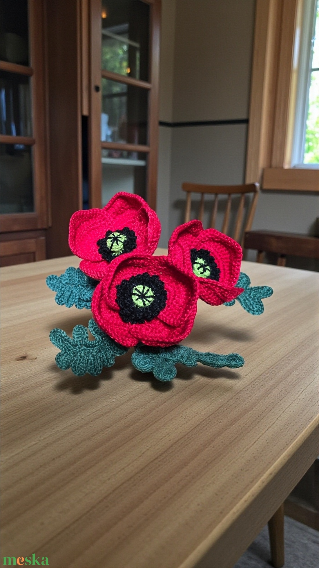 Horgolt Pipacs - otthon & életmód - virágdekoráció - virágok - szálas virág - Meska.hu