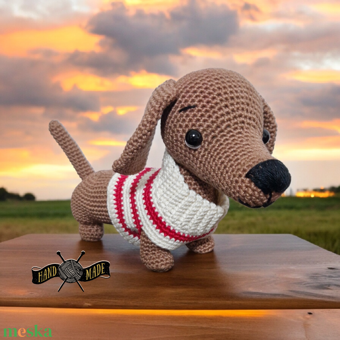 Tacskó amigurumi horgolt  - játék & sport - plüssállat & játékfigura - kutya - Meska.hu
