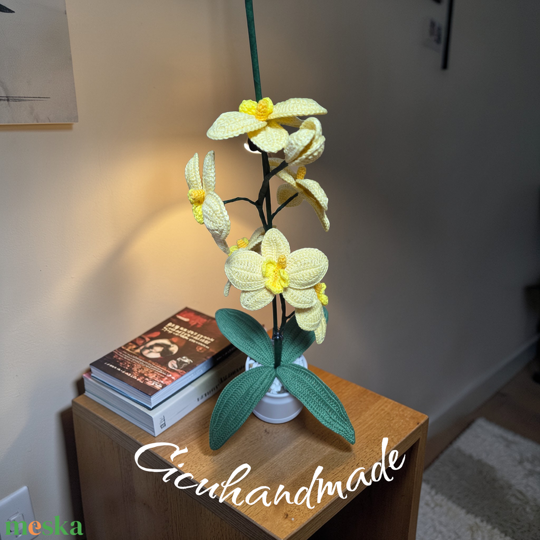 Horgolt pamut fonalból Orchidea  - otthon & életmód - virágdekoráció - virágdíszek - asztali virágdísz - Meska.hu