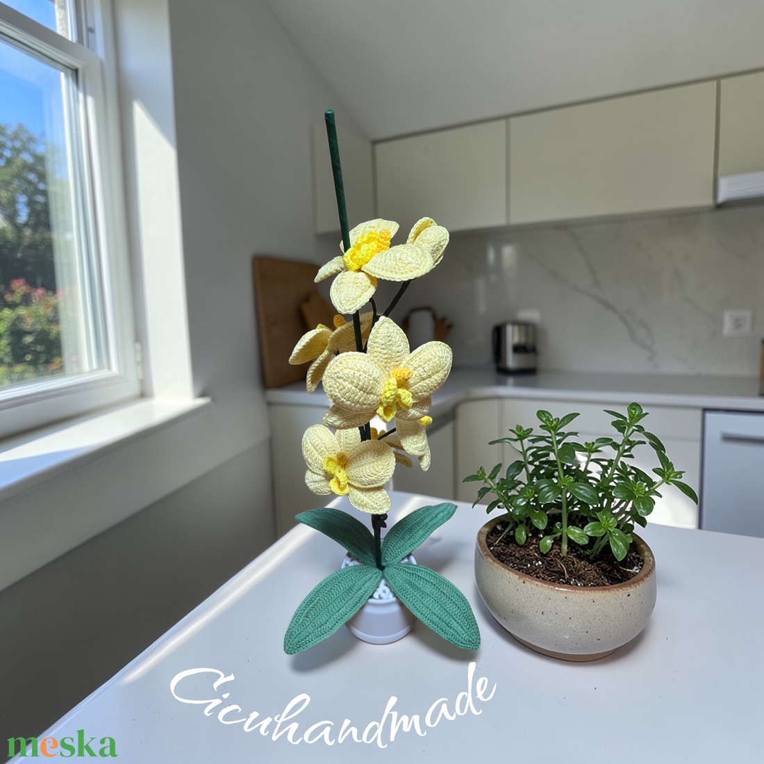 Orchidea kaspóval együtt, örökké virágzik  - otthon & életmód - virágdekoráció - virágdíszek - virágdísz kaspóban - Meska.hu