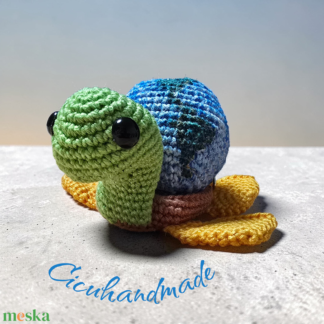 Amigurumi horgolt Teknős Földgömb  - játék & sport - plüssállat & játékfigura - teknős - Meska.hu