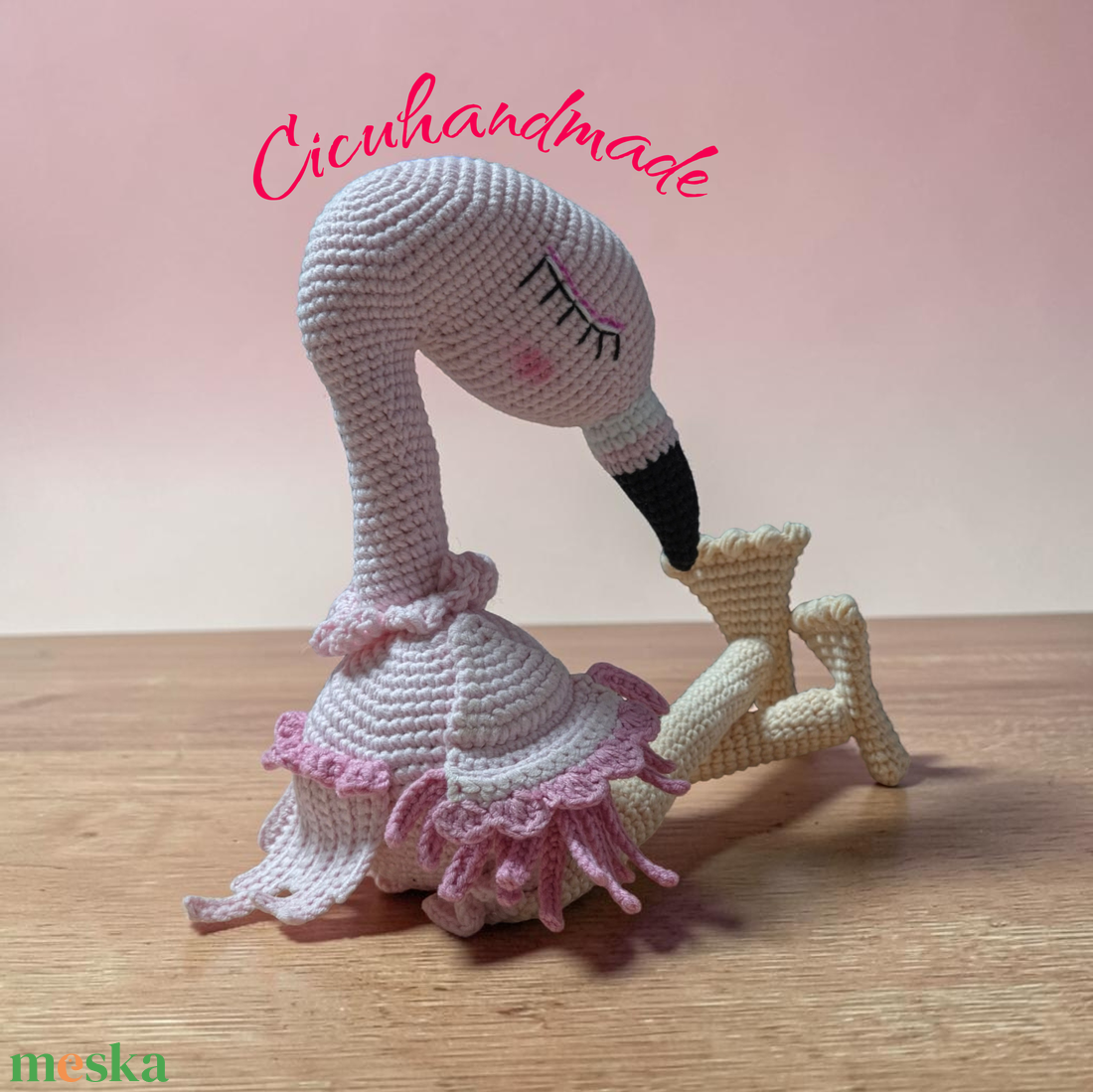 Flamingó amigurumi horgolt  - játék & sport - plüssállat & játékfigura - madár - Meska.hu