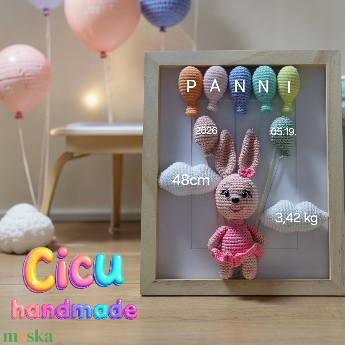Horgolt baba köszöntő  - baba - mama - babaemlékek - bababejelentők - Meska.hu