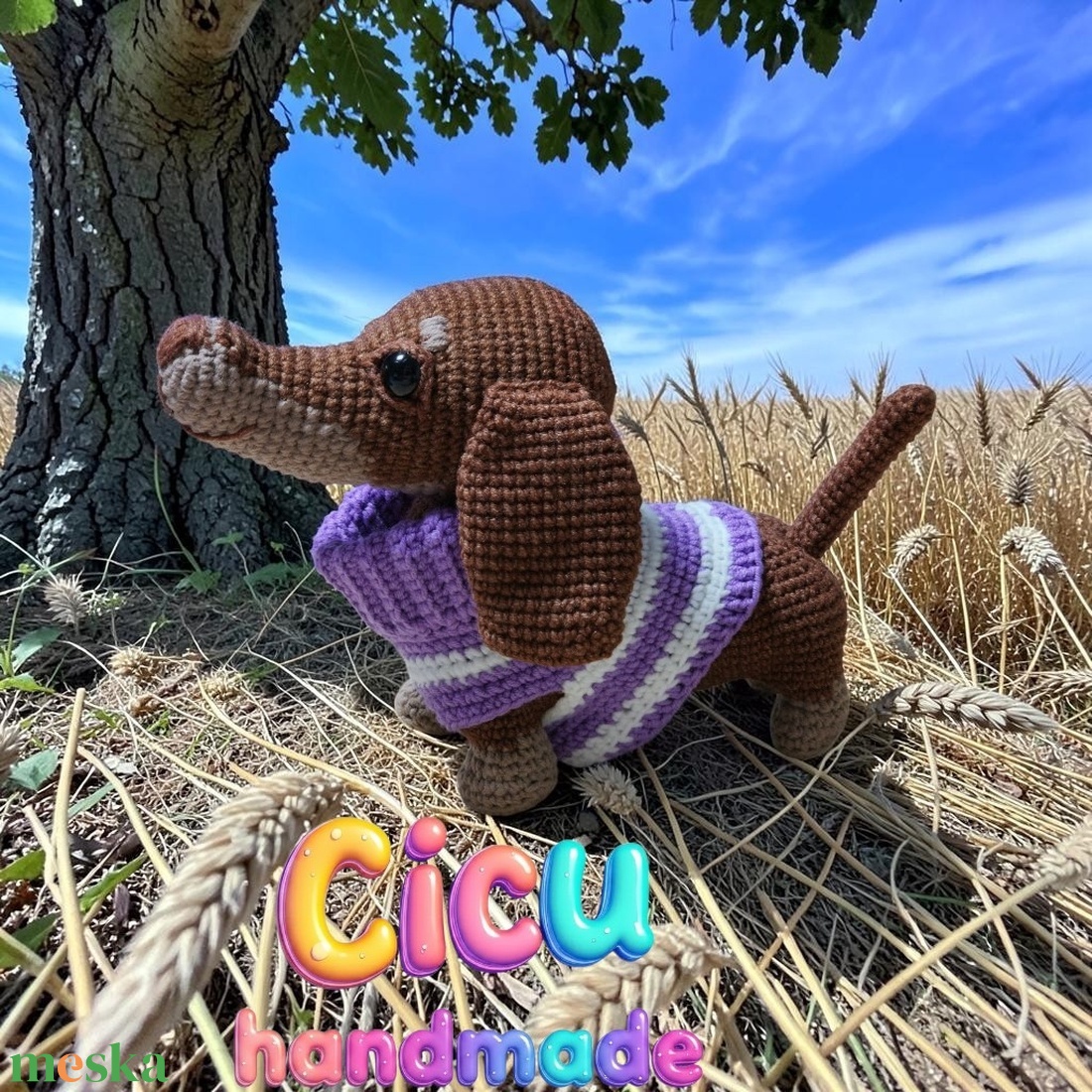 Tacskó amigurumi horgolt  - játék & sport - plüssállat & játékfigura - kutya - Meska.hu