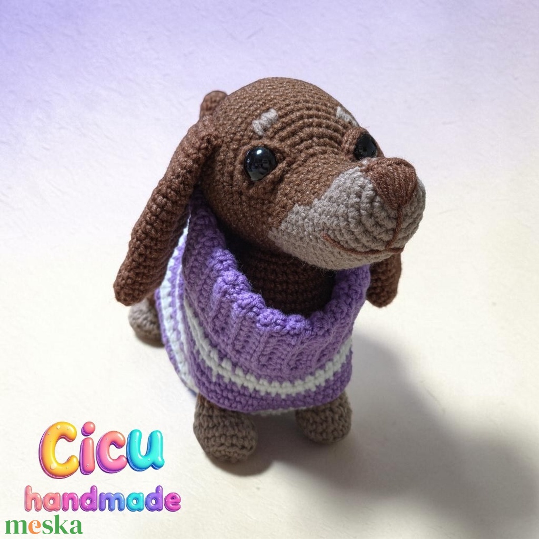 Tacskó amigurumi horgolt  - játék & sport - plüssállat & játékfigura - kutya - Meska.hu
