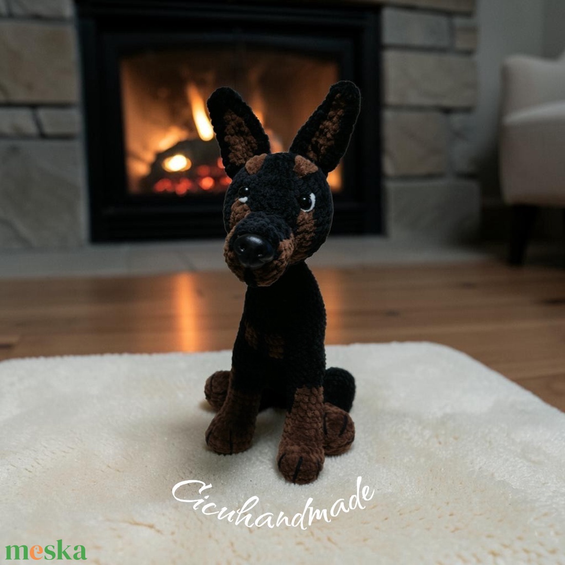Amigurumi horgolt Dobberman kutya  - játék & sport - plüssállat & játékfigura - kutya - Meska.hu