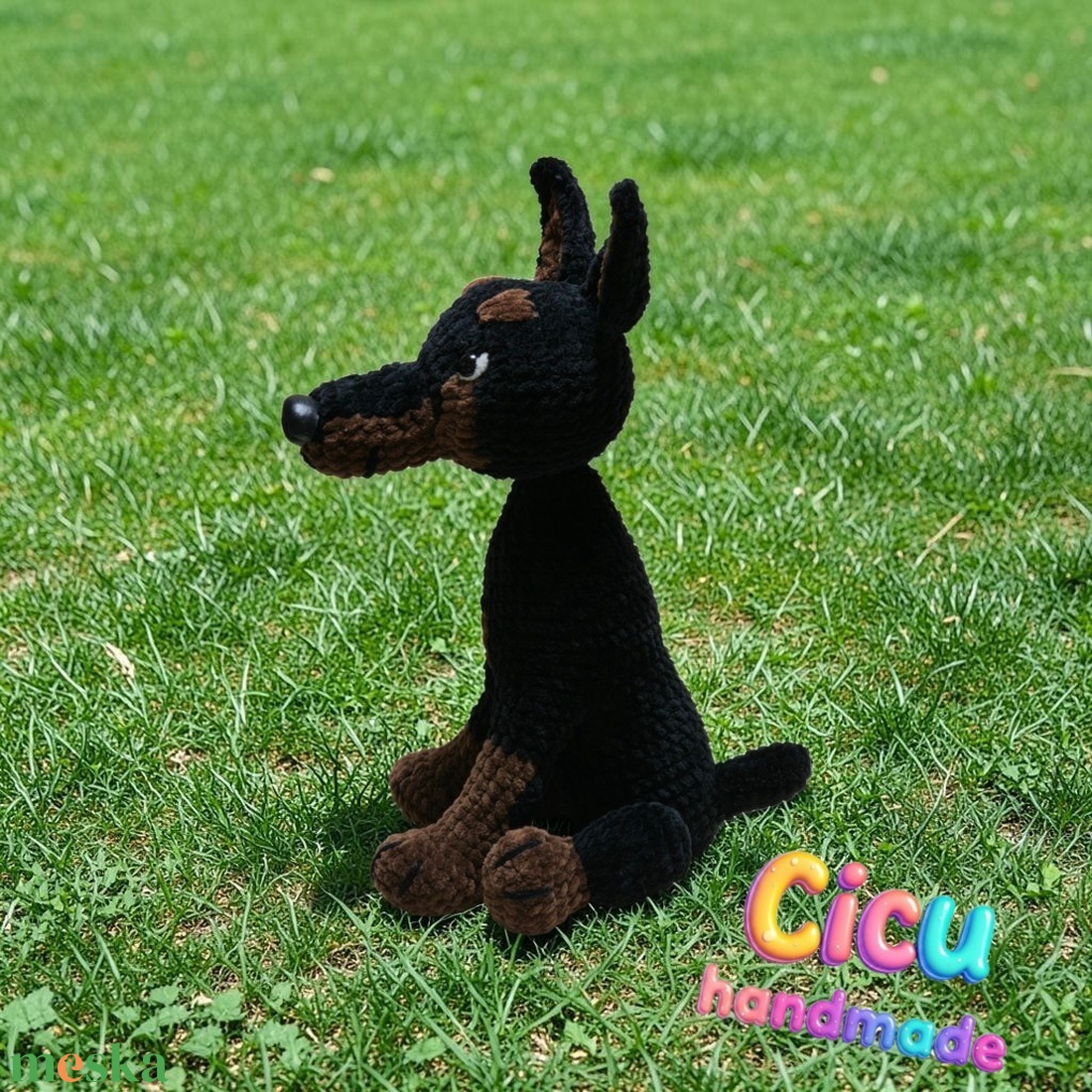 Amigurumi horgolt Dobberman kutya  - játék & sport - plüssállat & játékfigura - kutya - Meska.hu
