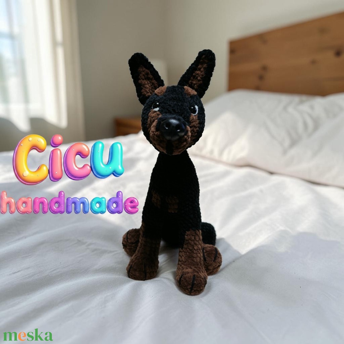 Amigurumi horgolt Dobberman kutya  - játék & sport - plüssállat & játékfigura - kutya - Meska.hu