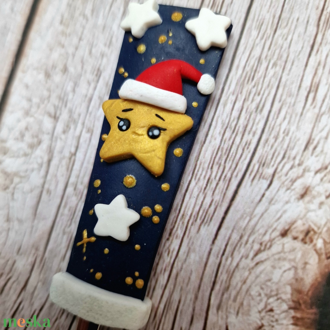 Karácsonyi teáskanál - Mikulás sapkás csillagos - otthon & életmód - konyhafelszerelés, tálalás - tálalás - kanál & villa - Meska.hu