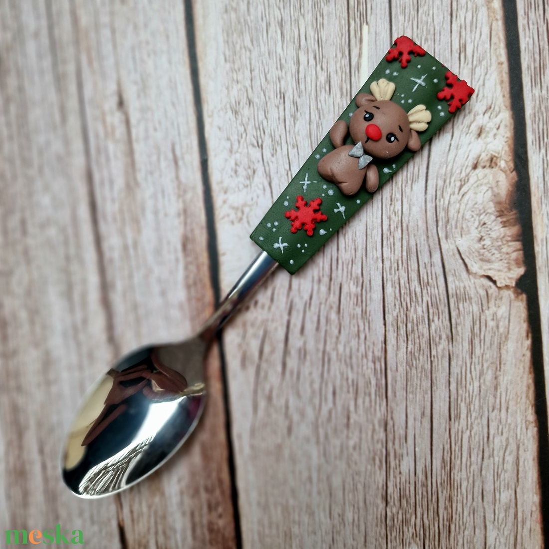 Karácsonyi teáskanál - Szarvasos - otthon & életmód - konyhafelszerelés, tálalás - tálalás - kanál & villa - Meska.hu