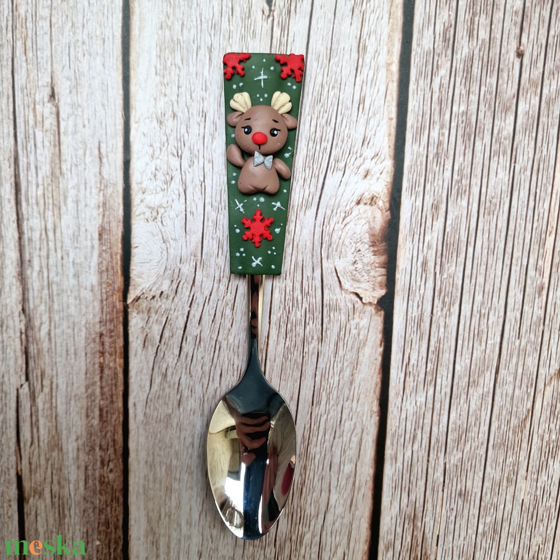 Karácsonyi teáskanál - Szarvasos - otthon & életmód - konyhafelszerelés, tálalás - tálalás - kanál & villa - Meska.hu