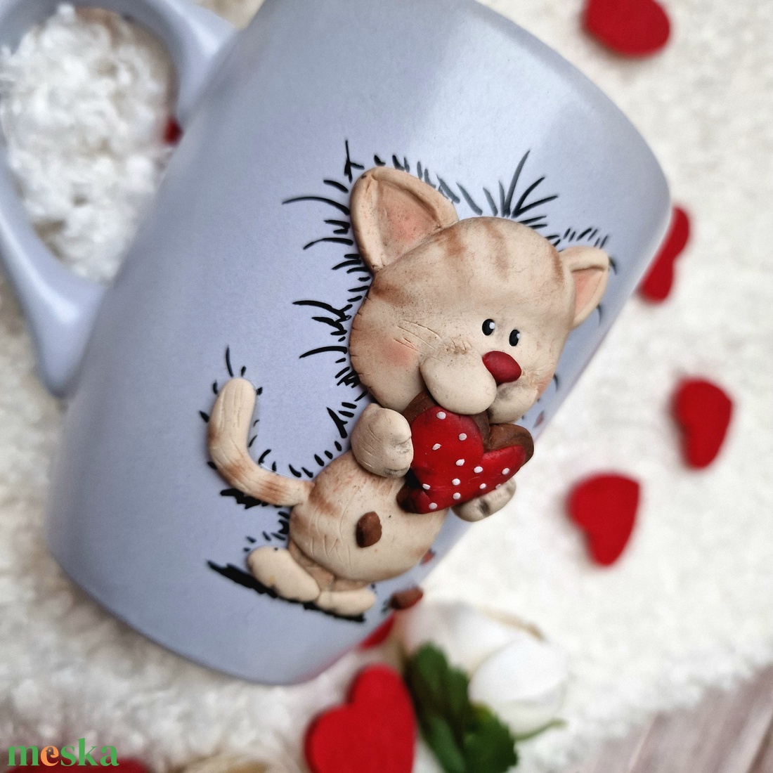 Szívpajtik kollekció - Cicás bögre - otthon & életmód - konyhafelszerelés, tálalás - tálalás - bögre & csésze - Meska.hu